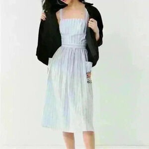 Urban Outfitters Size S Elle Midi Dress Blue Embroidered Pocket  sun dress